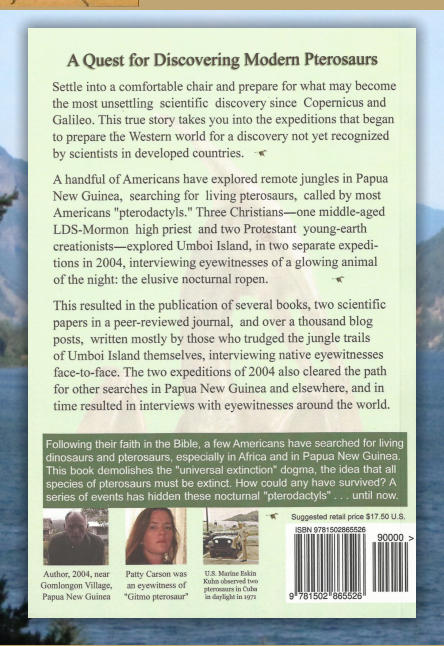 "Searching for Ropens and Finding God" - back cover -this book is now in its fourth edition